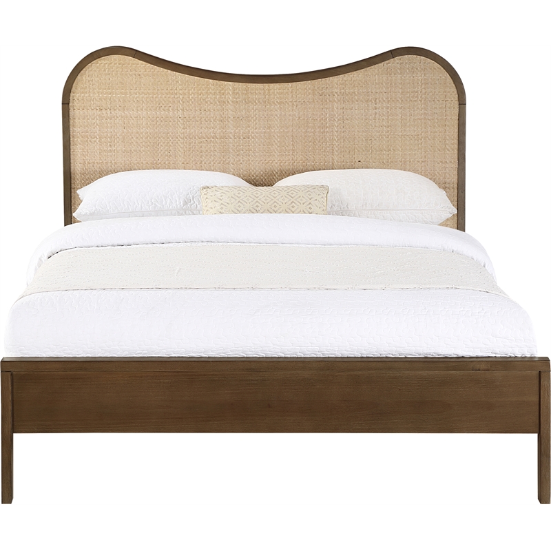 Bowery Hill Contemporary Brown Solid Wood And Natural Cane Full Bed