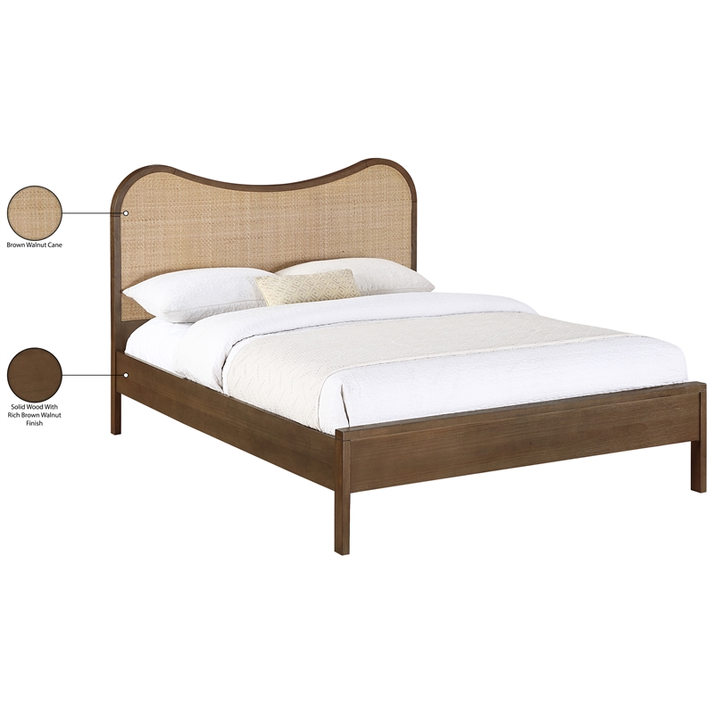 Bowery Hill Contemporary Brown Solid Wood And Natural Cane Full Bed