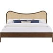 Bowery Hill Contemporary Brown Solid Wood And Natural Cane King Bed