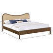 Bowery Hill Contemporary Brown Solid Wood And Natural Cane King Bed
