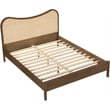 Bowery Hill Contemporary Brown Solid Wood And Natural Cane Queen Bed