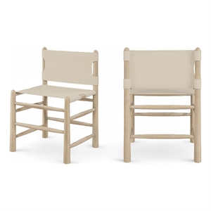 Bowery Hill Contemporary Beige Vegan Leather Dining Chair (Set of 2)