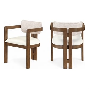 Bowery Hill Contemporary Beige Vegan Leather and Linen Textured DC (Set of 2)
