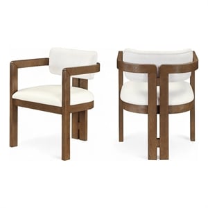 Bowery Hill Contemporary Cream Vegan Leather and Linen Textured DC (Set of 2)