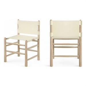 Bowery Hill Contemporary Cream Vegan Leather Dining Chair (Set of 2)