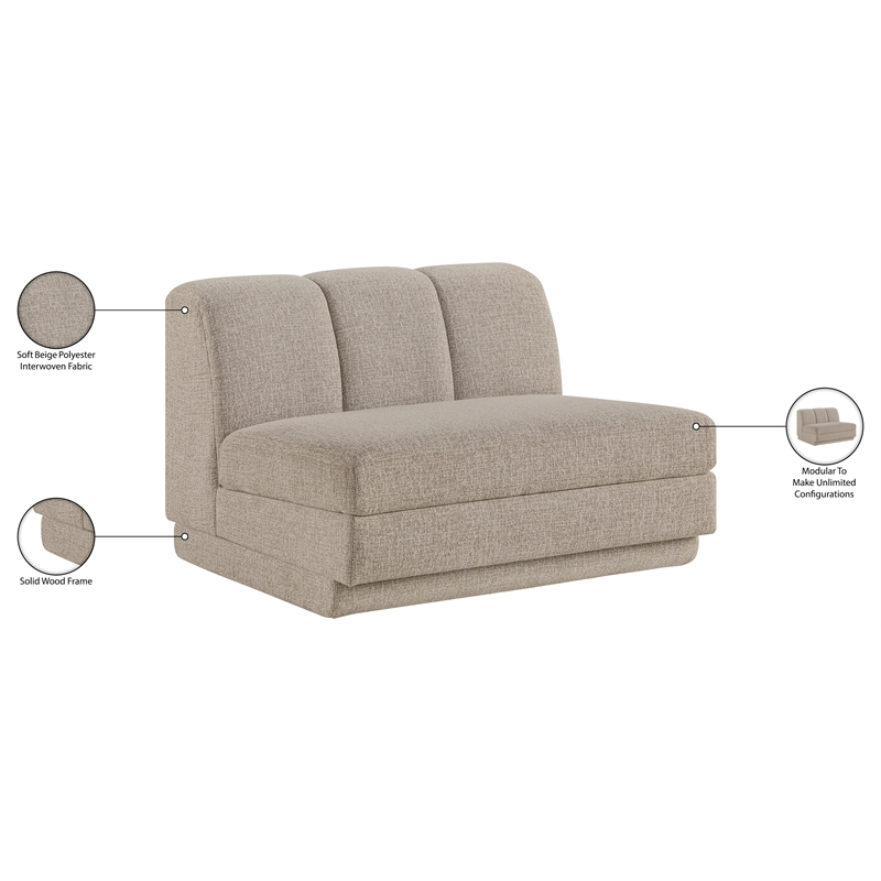 Bowery Hill Contemporary Beige Fabric Upholstered Armless Chair