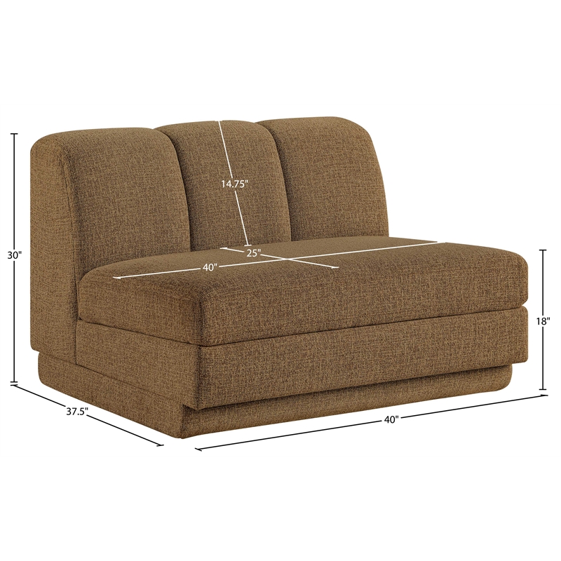 Bowery Hill Contemporary Brown Fabric Upholstered Armless Chair