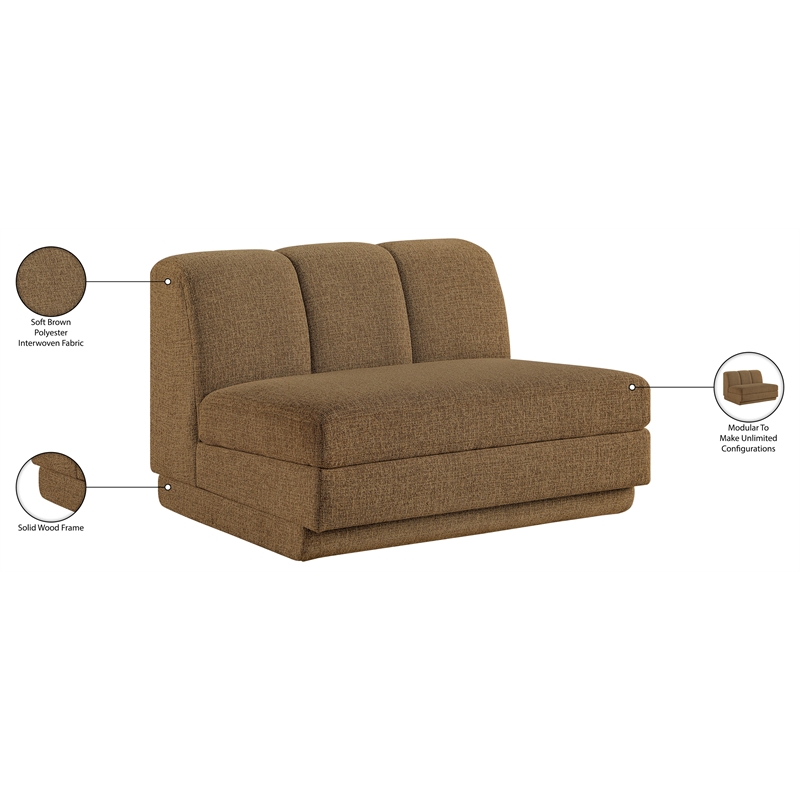 Bowery Hill Contemporary Brown Fabric Upholstered Armless Chair