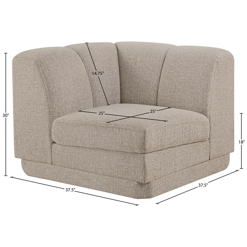 Bowery Hill Contemporary Beige Fabric Upholstered Corner Chair