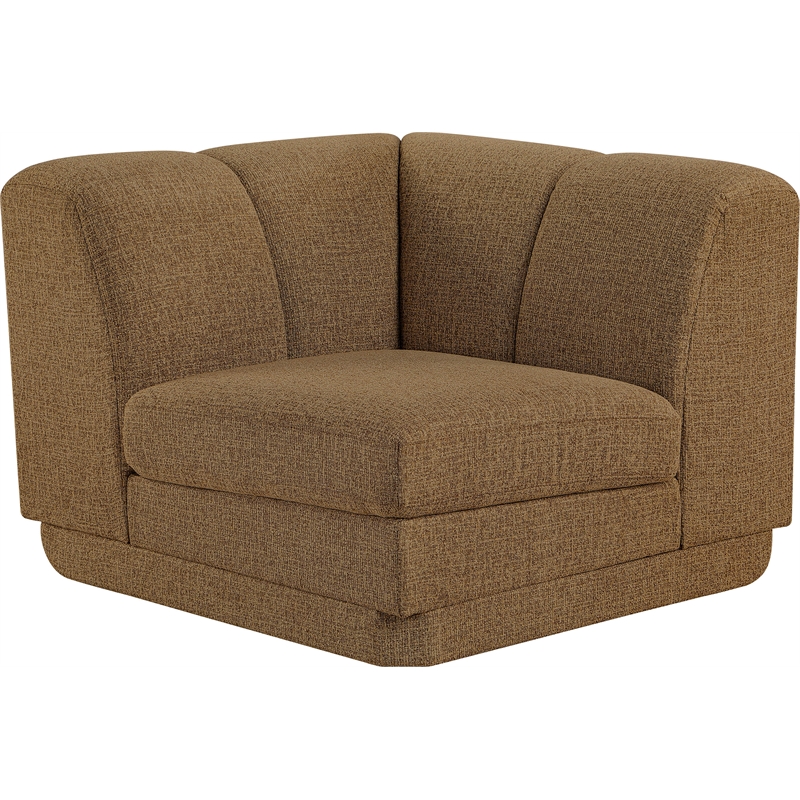 Bowery Hill Contemporary Brown Fabric Upholstered Corner Chair