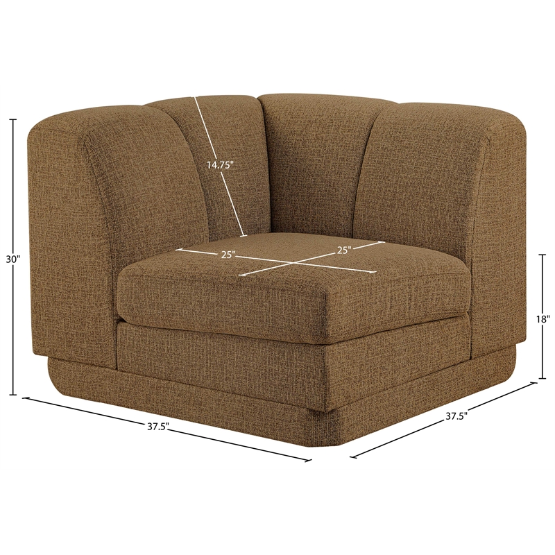Bowery Hill Contemporary Brown Fabric Upholstered Corner Chair