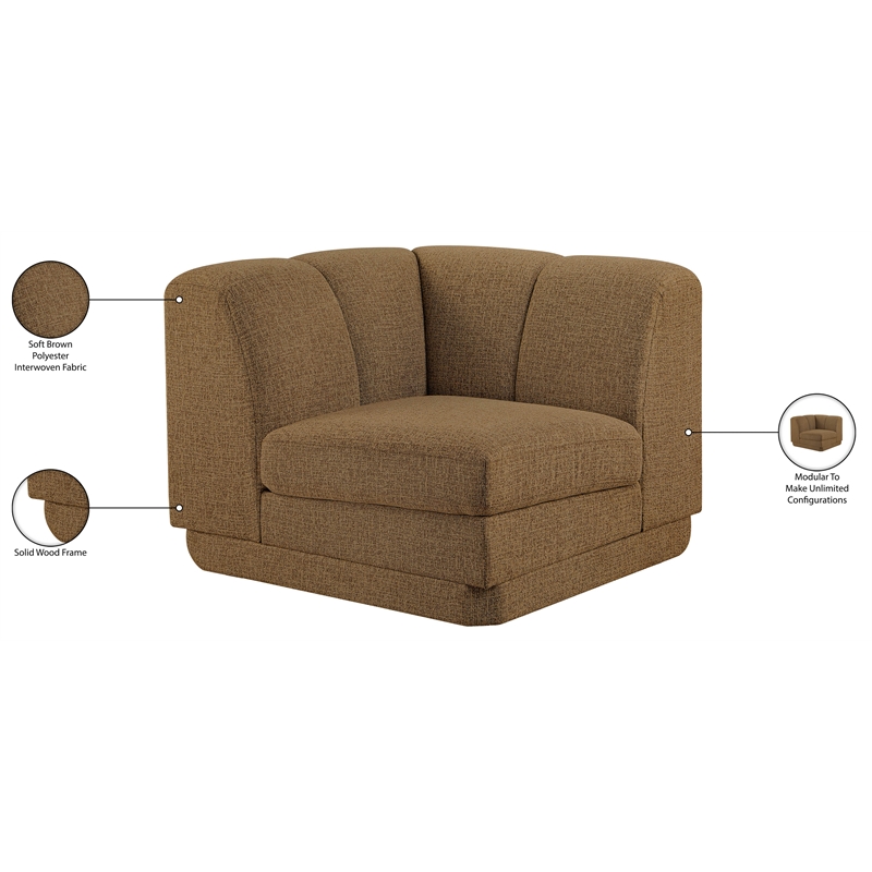 Bowery Hill Contemporary Brown Fabric Upholstered Corner Chair