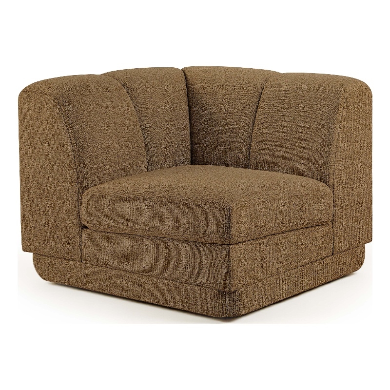 Bowery Hill Contemporary Brown Fabric Upholstered Corner Chair