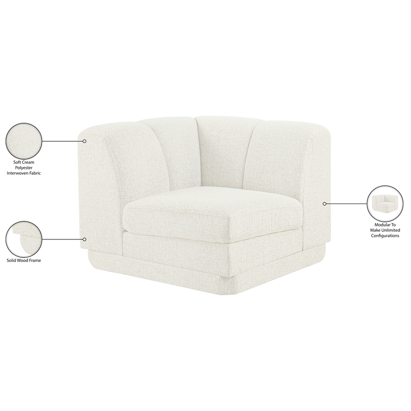Bowery Hill Contemporary Cream Fabric Upholstered Corner Chair