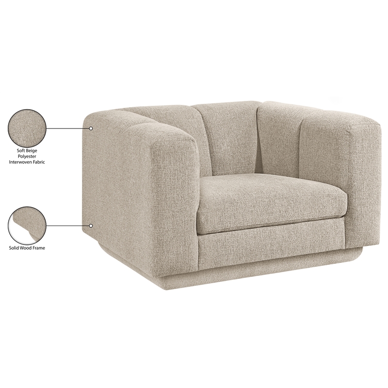 Bowery Hill Contemporary Soft Beige Fabric Upholstered Chair