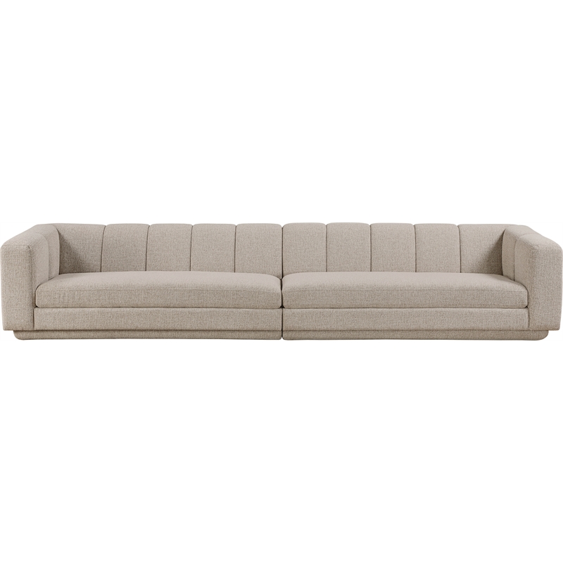 Bowery Hill Contemporary Beige Fabric Upholstered 2-Oiece Modular Sofa