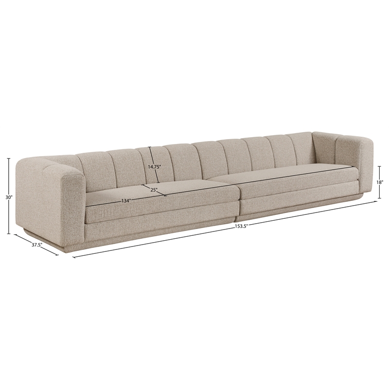 Bowery Hill Contemporary Beige Fabric Upholstered 2-Oiece Modular Sofa