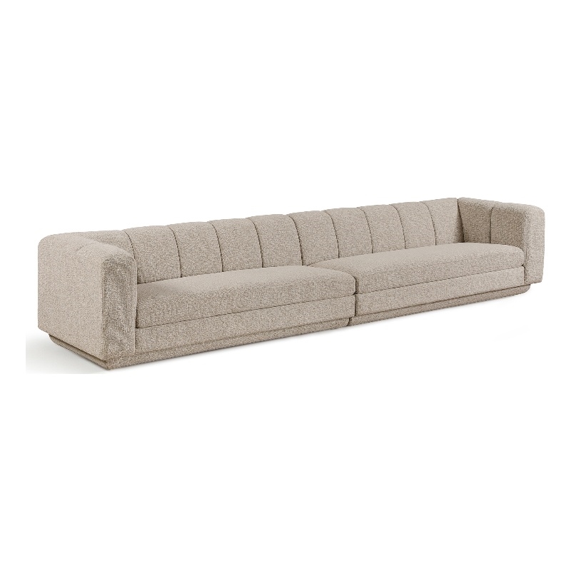Bowery Hill Contemporary Beige Fabric Upholstered 2-Oiece Modular Sofa