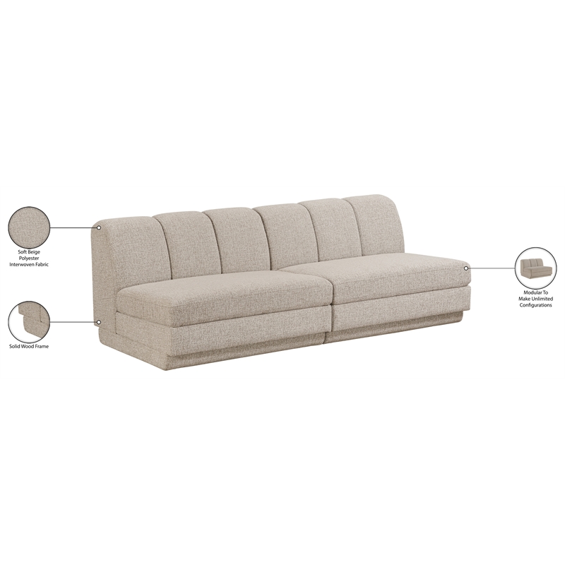Bowery Hill Contemporary Beige Fabric Upholstered 2-Oiece Modular Sofa