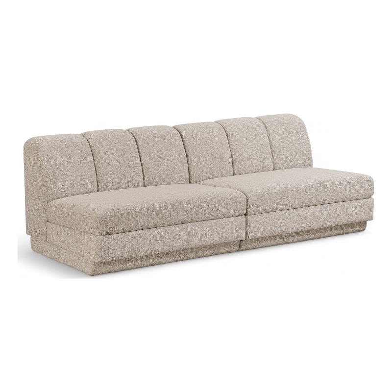 Bowery Hill Contemporary Beige Fabric Upholstered 2-Oiece Modular Sofa