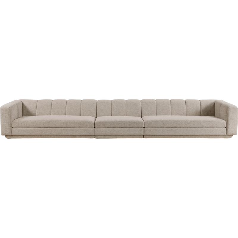 Bowery Hill Contemporary Beige Fabric Upholstered 3-Oiece Modular Sofa