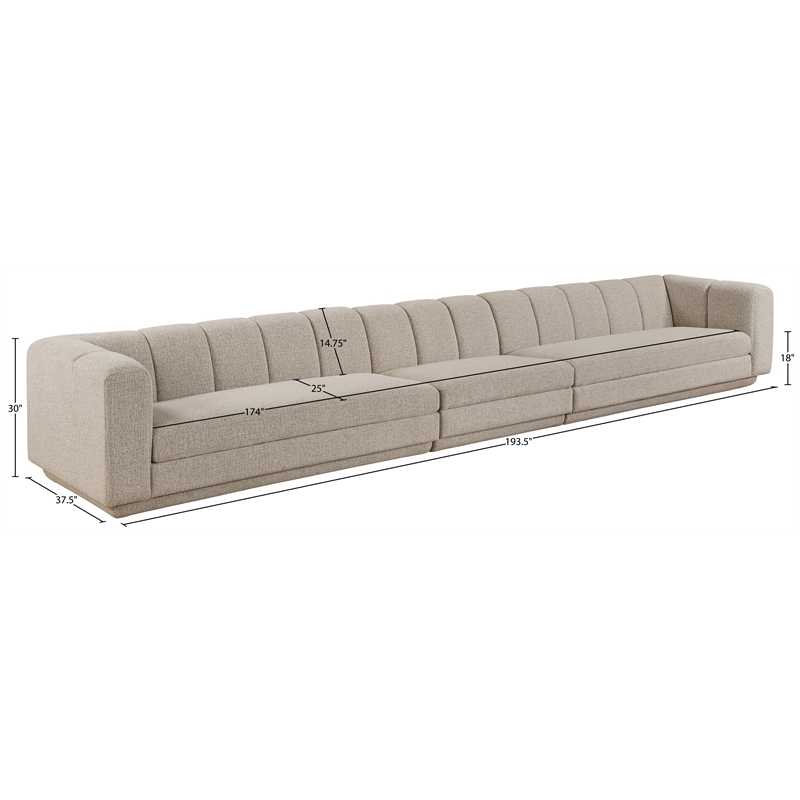 Bowery Hill Contemporary Beige Fabric Upholstered 3-Oiece Modular Sofa