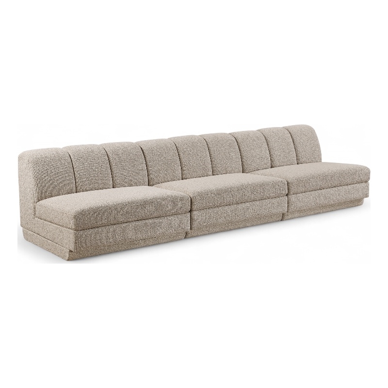 Bowery Hill Contemporary Beige Fabric Upholstered 3-Oiece Modular Sofa