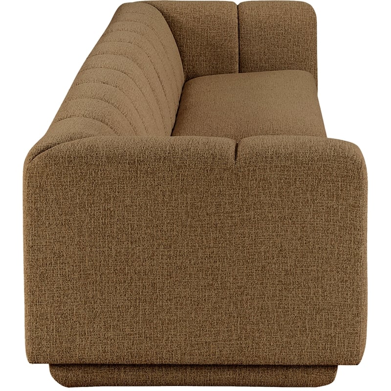 Bowery Hill Contemporary Brown Fabric Upholstered 2-Oiece Modular Sofa