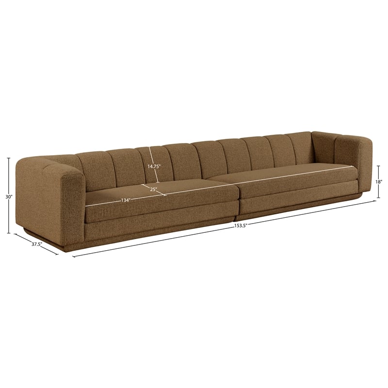 Bowery Hill Contemporary Brown Fabric Upholstered 2-Oiece Modular Sofa