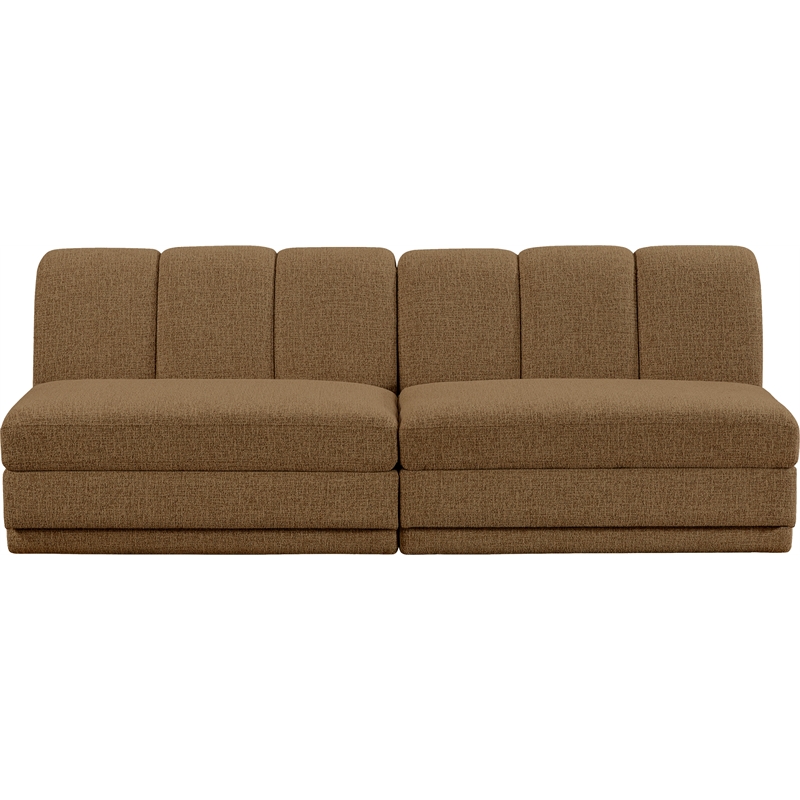 Bowery Hill Contemporary Brown Fabric Upholstered 2-Oiece Modular Sofa