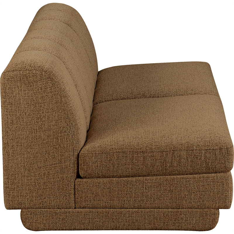 Bowery Hill Contemporary Brown Fabric Upholstered 2-Oiece Modular Sofa
