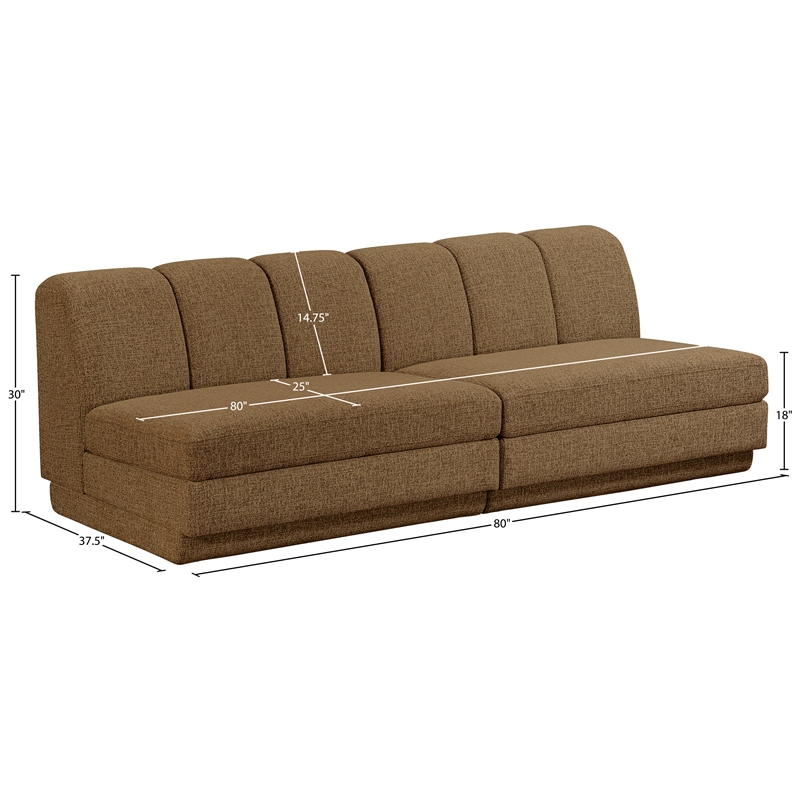 Bowery Hill Contemporary Brown Fabric Upholstered 2-Oiece Modular Sofa
