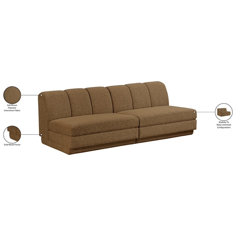 Bowery Hill Contemporary Brown Fabric Upholstered 2-Oiece Modular Sofa