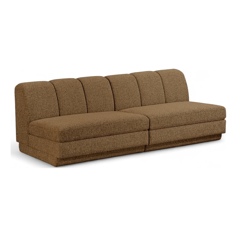 Bowery Hill Contemporary Brown Fabric Upholstered 2-Oiece Modular Sofa