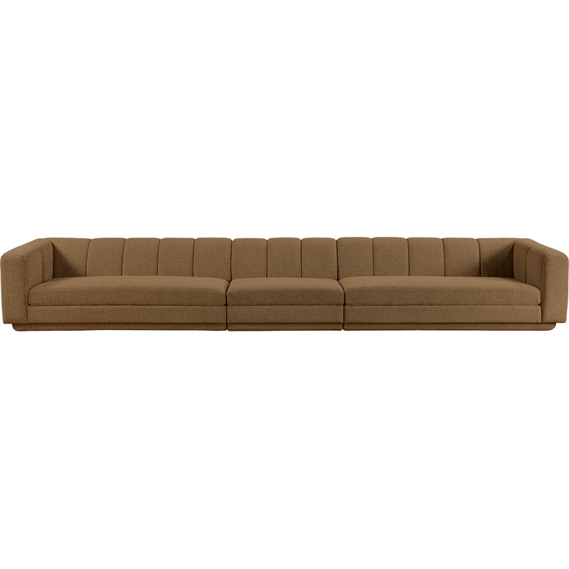 Bowery Hill Contemporary Brown Fabric Upholstered 3-Oiece Modular Sofa