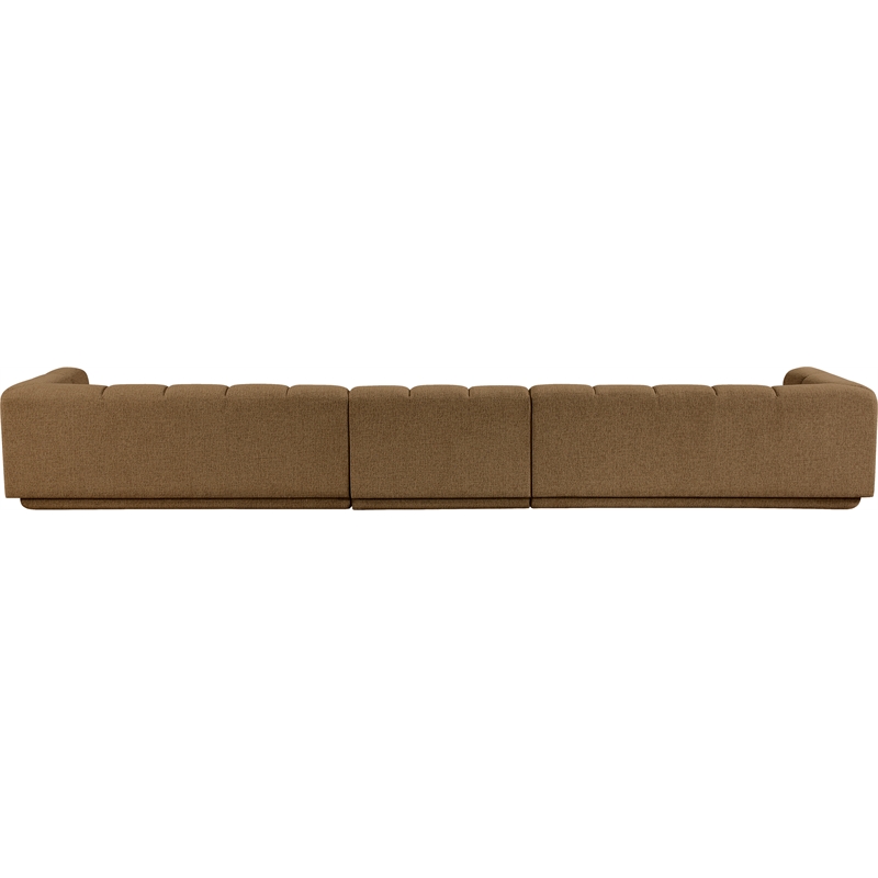 Bowery Hill Contemporary Brown Fabric Upholstered 3-Oiece Modular Sofa