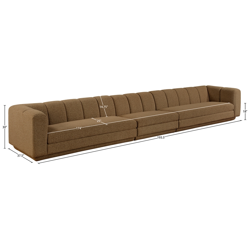 Bowery Hill Contemporary Brown Fabric Upholstered 3-Oiece Modular Sofa