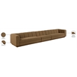 Bowery Hill Contemporary Brown Fabric Upholstered 3-Oiece Modular Sofa