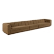 Bowery Hill Contemporary Brown Fabric Upholstered 3-Oiece Modular Sofa