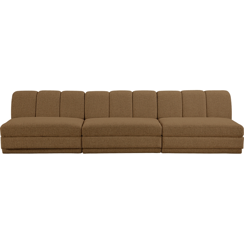 Bowery Hill Contemporary Brown Fabric Upholstered 3-Oiece Modular Sofa