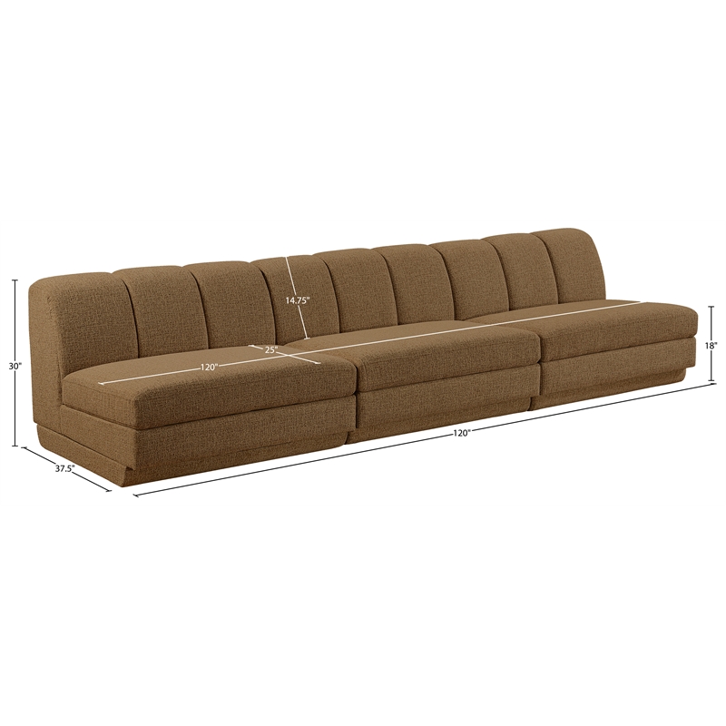Bowery Hill Contemporary Brown Fabric Upholstered 3-Oiece Modular Sofa