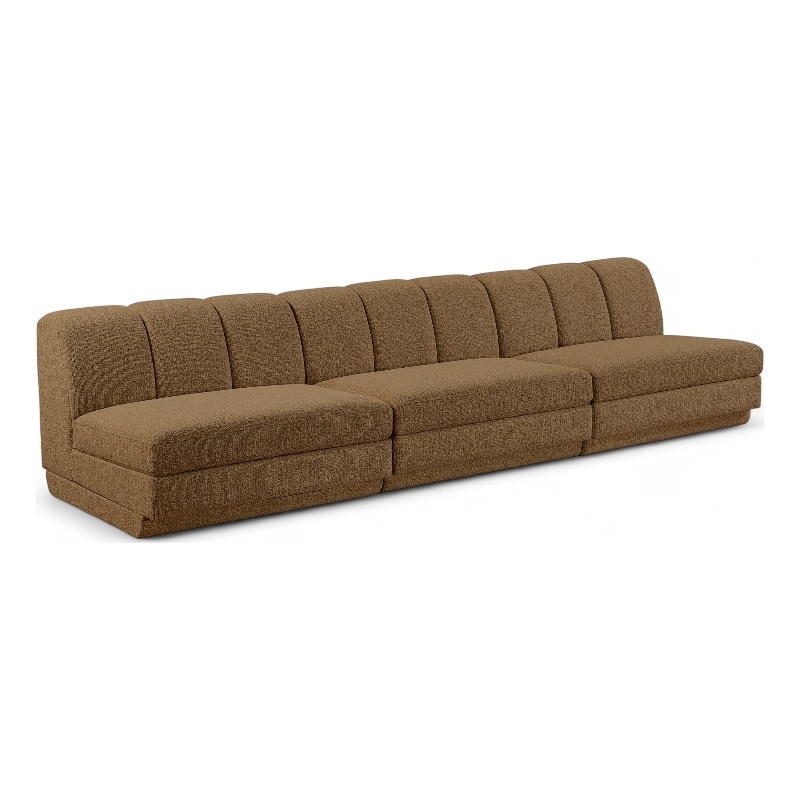 Bowery Hill Contemporary Brown Fabric Upholstered 3-Oiece Modular Sofa