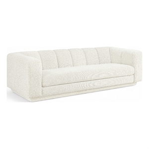 Bowery Hill Contemporary Soft 95&quot Cream Fabric Upholstered Sofa