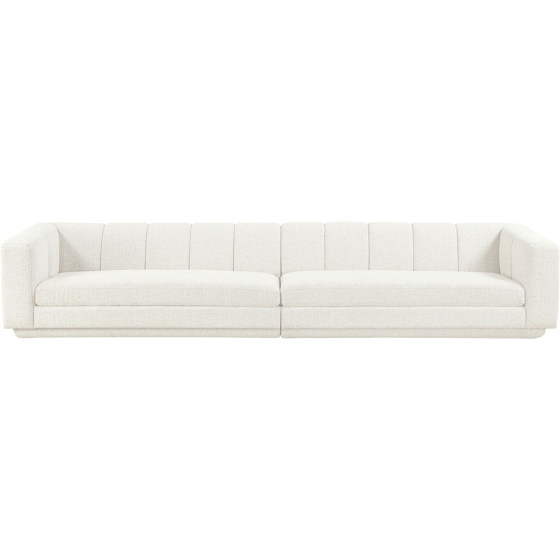 Bowery Hill Contemporary Cream Fabric Upholstered 2-Oiece Modular Sofa