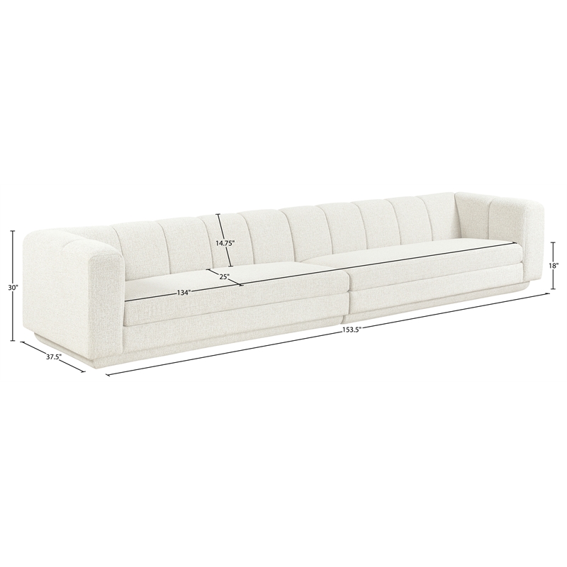 Bowery Hill Contemporary Cream Fabric Upholstered 2-Oiece Modular Sofa