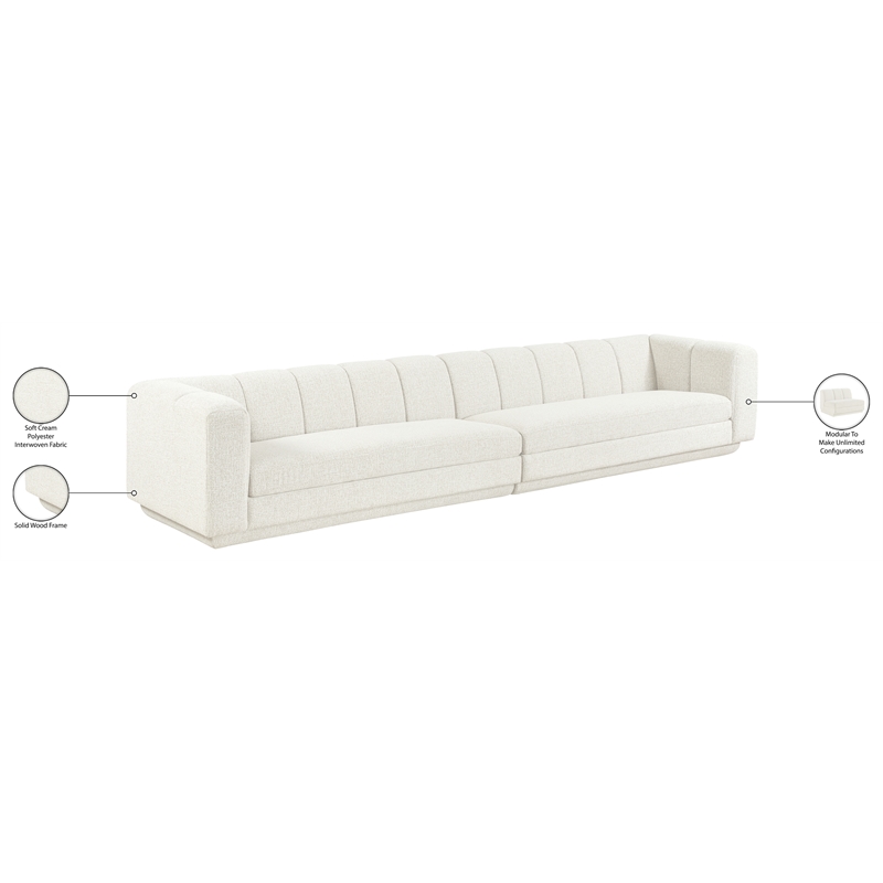 Bowery Hill Contemporary Cream Fabric Upholstered 2-Oiece Modular Sofa