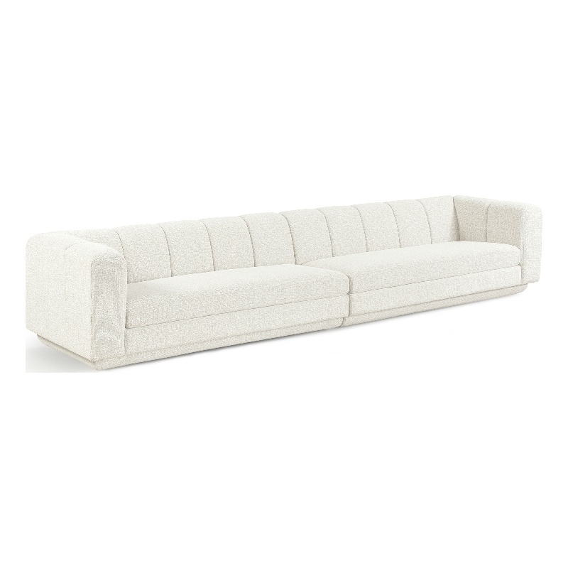 Bowery Hill Contemporary Cream Fabric Upholstered 2-Oiece Modular Sofa