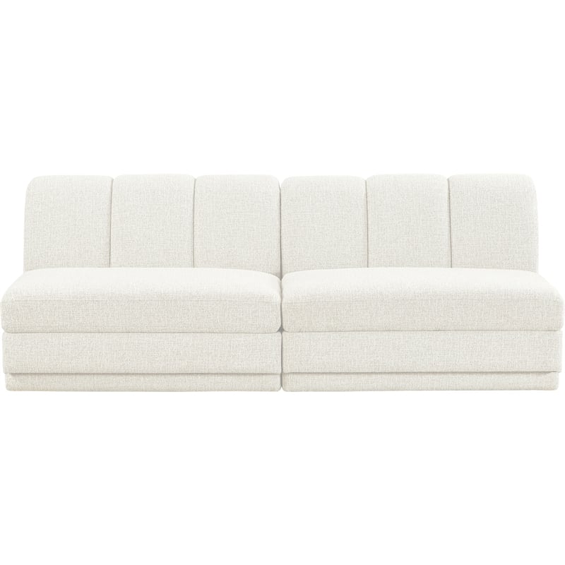 Bowery Hill Contemporary Cream Fabric Upholstered 2-Oiece Modular Sofa