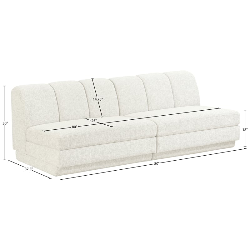Bowery Hill Contemporary Cream Fabric Upholstered 2-Oiece Modular Sofa