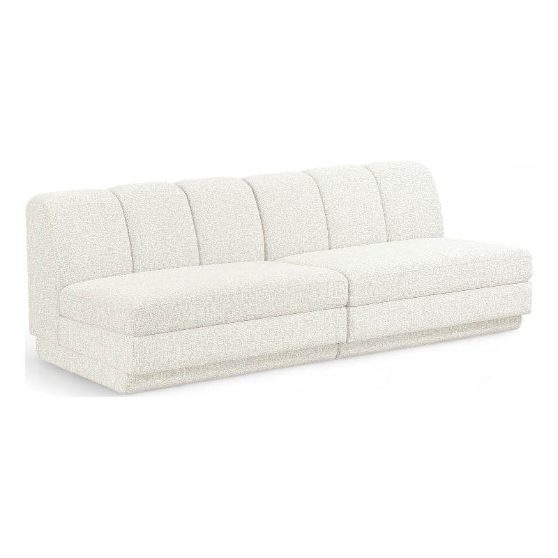 Bowery Hill Contemporary Cream Fabric Upholstered 2-Oiece Modular Sofa